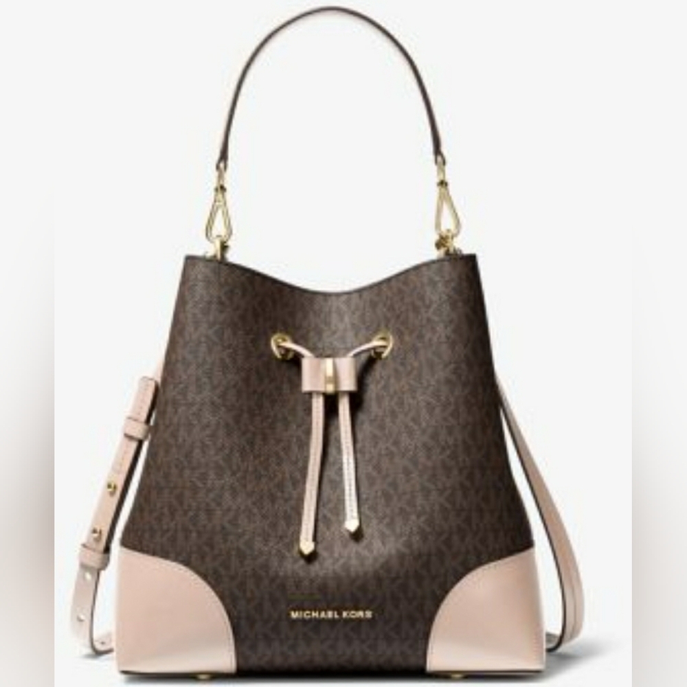 Michael Kors MK Mercer Gallery Shoulder Bucket Drawstring Bag Purse Handbag